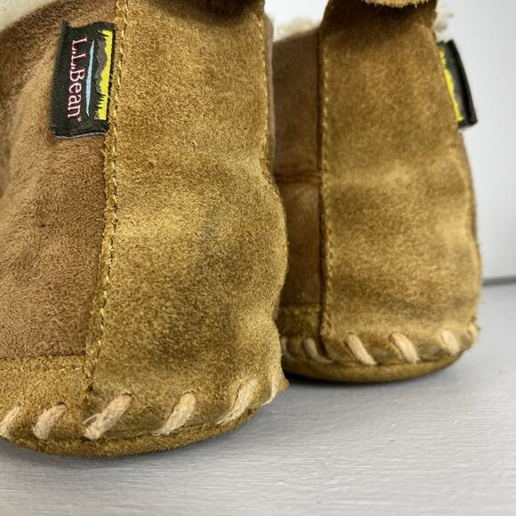 LL Bean Slipper Boots Shoes Women 8M Brown Suede Shearling Wicked Good - Picture 11 of 16